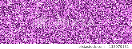 Pixel texture background. Abstract noise dot square purple, violet, white pattern. Pixel chaos grain backdrop of bad digital signal. Purple disco ball. Digital vector illustration 132070181