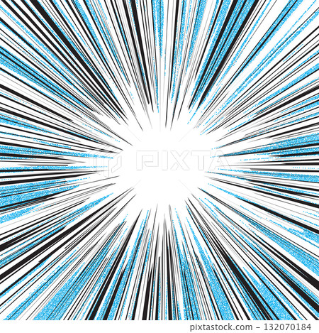 Manga background. Comic anime black and blue lines on white. Fast speed lines movement effect frame. Superhero action. Square vector illustration 132070184