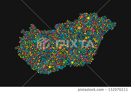 Creative map of Hungary made of colored dots 132070211