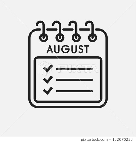 Icon calendar August month, to-do list, checklist 132070233