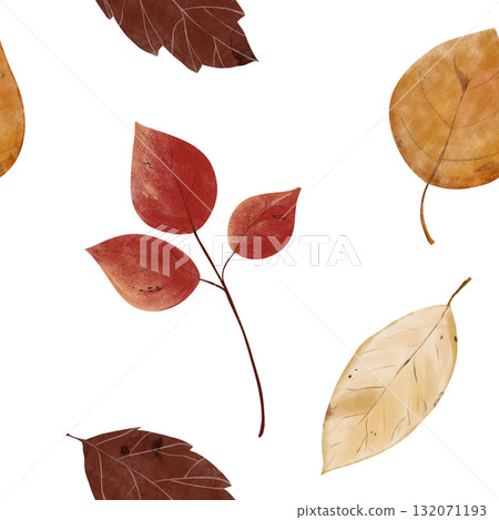 Charming autumn seamless pattern illustration with colorful fall leaves in various shades. Perfect for kids' books, seasonal decor, or nature-themed designs. Ideal for prints, cards, and crafts Charming autumn seamless pattern illustration with colorful fall leaves in various shades. Perfect for kids' books, seasonal decor, or nature-themed designs. Ideal for prints, cards, and crafts 132071193