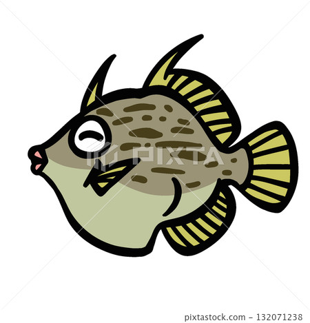 一隻快樂的魨魚的簡單插圖 132071238