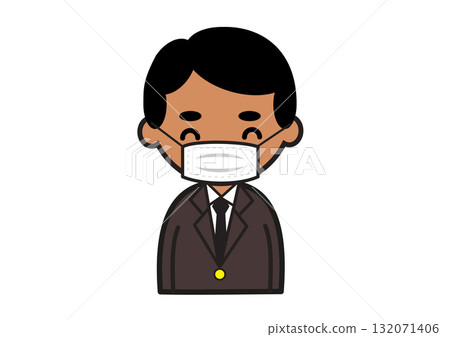 Smiling Middle Eastern businessman wearing a mask Smiling Middle Eastern businessman wearing a mask 132071406