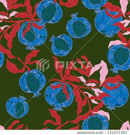 seamless pattern with orange and leaves 132071765