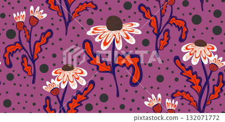 seamless pattern with wildflowers seamless pattern with wildflowers 132071772