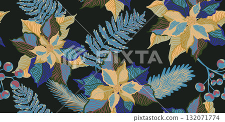 watercolor seamless pattern with tropical leaves watercolor seamless pattern with tropical leaves 132071774