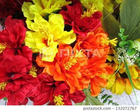 Colorful artificial flower bouquet 132072767