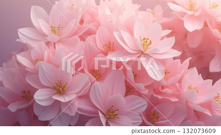 Pink cherry blossoms bloom beautifully in spring, creating a delicate and vibrant floral display in the garden 132073609