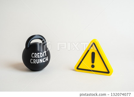 Credit crunch threat. Financial warning about economic instability and risk. Banking crisis, monetary policy, and investment caution. Finance, news, and economic analysis. 132074077