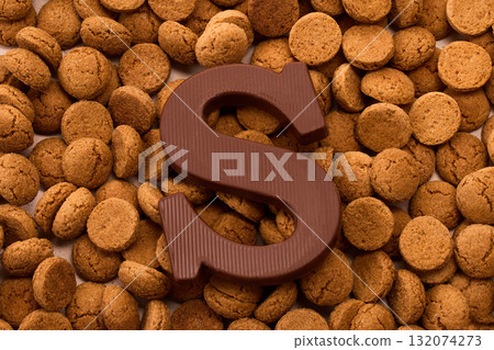 Dutch holiday Sinterklaas background. Dutch tradition Saint Nicholas. Traditional sweets background 132074273