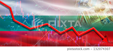 Bulgaria financial crisis on economic graph. Financial fall of Bulgaria on economy market Bulgaria financial crisis on economic graph. Financial fall of Bulgaria on economy market 132074307