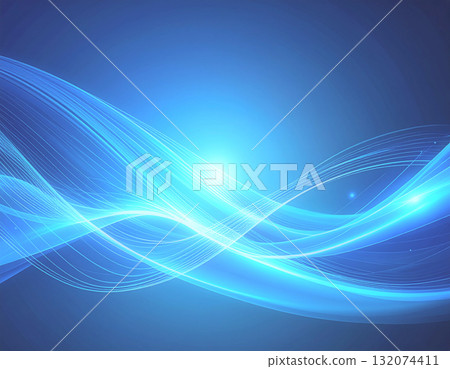 Digital background material with glowing blue waveforms. 132074411