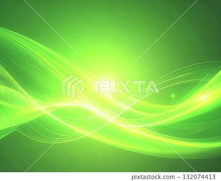 Digital background material with shining green waveforms. 132074413