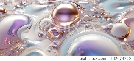 Luminous Abstract Bubbles Iridescent Spheres and Fluid Reflections, Pearlized Texture Design Luminous Abstract Bubbles Iridescent Spheres and Fluid Reflections, Pearlized Texture Design 132074790
