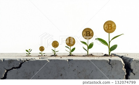 Growth and Investment Coins as Plants Symbolizing Financial Increase, Future Prosperity Growth and Investment Coins as Plants Symbolizing Financial Increase, Future Prosperity 132074799