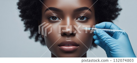 Cosmetic Nasal Procedure Beautiful Woman Getting a Non-surgical Nose Job Injection 132074803