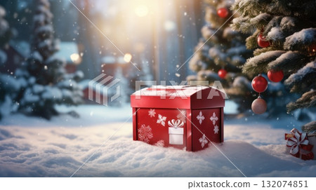 Letter box for Santa. Red box for letters to Santa Claus. Santa Claus letterbox close up Letter box for Santa. Red box for letters to Santa Claus. Santa Claus letterbox close up 132074851