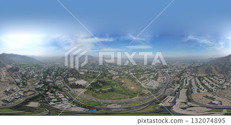 Aerial view of La Molina district in Lima. 360 view Aerial view of La Molina district in Lima. 360 view 132074895