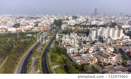 Aerial view of San Borja district in Lima. Aerial view of San Borja district in Lima. 132074902