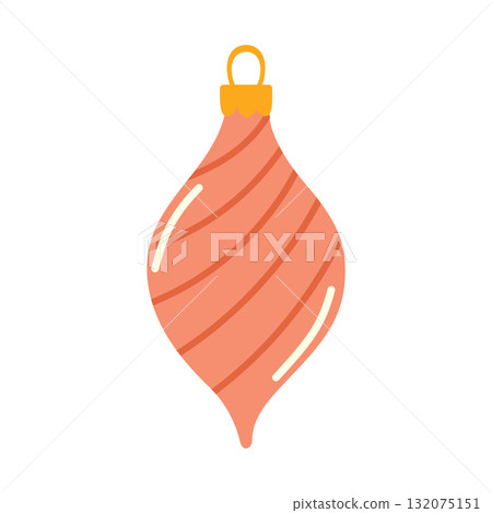 Festive glass ball with pattern. Vector isolated element 132075151