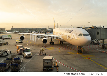 Aircraft preparation work for flight at the airport Aircraft preparation work for flight at the airport 132075169