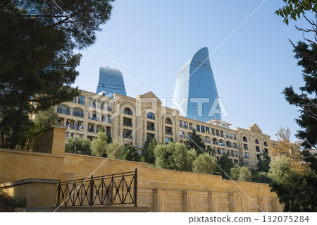 Flame Towers in Baku, Azerbaijan 132075284