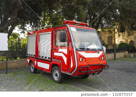 a small fire engine in a street in Baku, Azerbaijan 132075557