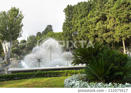 a fountain in the gardens of Bark Boulevard in Baku, Azerbaijan a fountain in the gardens of Bark Boulevard in Baku, Azerbaijan 132075617
