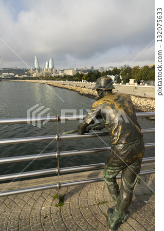 panoramic view of the Bark bulvar in Baku, Azerbaijan panoramic view of the Bark bulvar in Baku, Azerbaijan 132075633