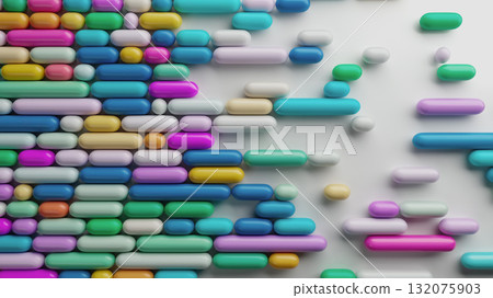 Colorful pastel glossy capsules abstract background 132075903