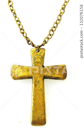 Gold cross necklace with a chain 132076158