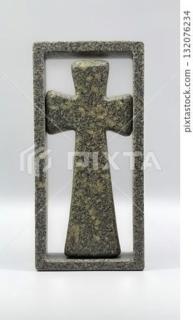 Gray stone cross with a white frame Gray stone cross with a white frame 132076234
