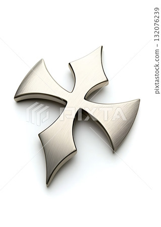 Silver cross with a wooden handle 132076239