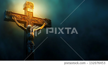 Cross with a man on top of it Cross with a man on top of it 132076453