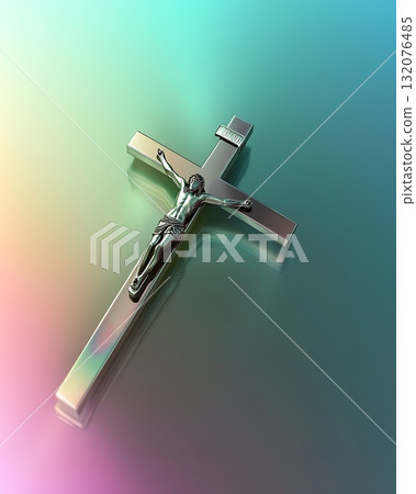 Silver cross with a man on it 132076485
