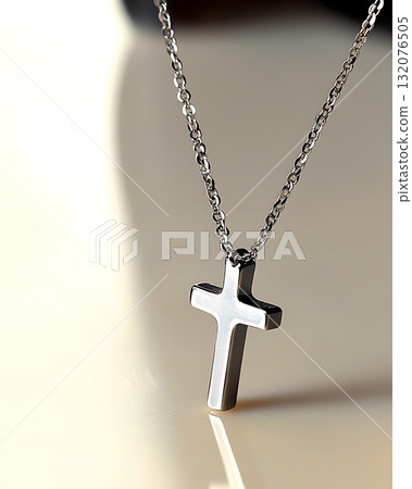 Silver cross necklace with a chain 132076505