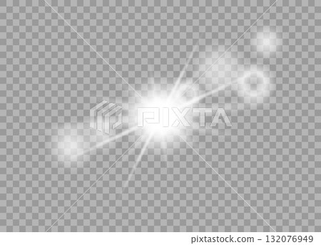 Bright Starburst Light Effect with Transparent Background and Subtle Glow. Bright Starburst Light Effect with Transparent Background and Subtle Glow. 132076949