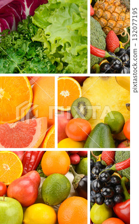 Collage of Fresh Fruits and Vegetables for Healthy Eating Collage of Fresh Fruits and Vegetables for Healthy Eating 132077195