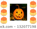 Halloween Jack-o'-Lantern and Decorative Turbans in a Creative Collage 132077198