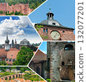 Heidelberg Cityscape Mosaic: Castle Ruins, Old Bridge, and Church Spires 132077201