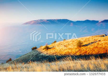 Picture of a scenic valley in morning light. Location Crimean peninsula. 132077433