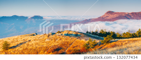 Picture of a scenic valley in morning light. Location Crimean peninsula. 132077434