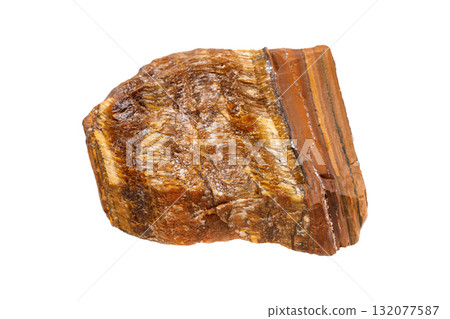 Untreated Tiger's Eye Stone on Isolated Background 132077587