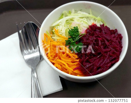 Fresh Salad Made With Parsley, Red Beet, Carrot, and Cabbage Served in a Bowl Fresh Salad Made With Parsley, Red Beet, Carrot, and Cabbage Served in a Bowl 132077751