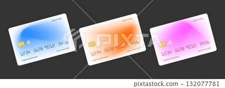 Colorful contactless payment cards in vibrant designs 132077781