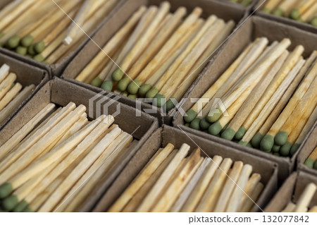 matchboxes with matches, matchboxes with matches made of natural wood, close up matchboxes with matches, matchboxes with matches made of natural wood, close up 132077842