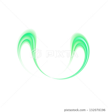 Abstract curved shape design glowing green on transparent background Abstract curved shape design glowing green on transparent background 132078196