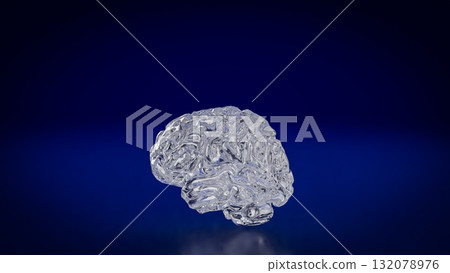 The Crystal Brain on Dark blue background for Sci or Medical concept 3d Rendering. The Crystal Brain on Dark blue background for Sci or Medical concept 3d Rendering. 132078976