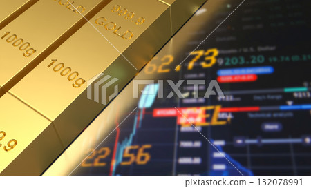 The Gold Bar for Business concept 3d Rendering. 132078991