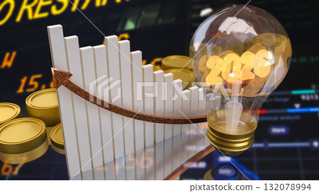 The  2026 in light bulb for Business concept 3d Rendering. 132078994